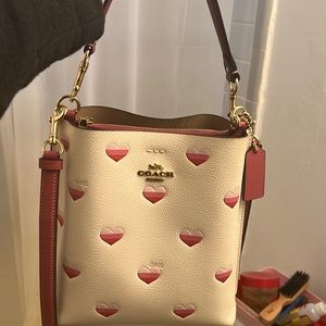Coach stripe heart mollie bucket bag